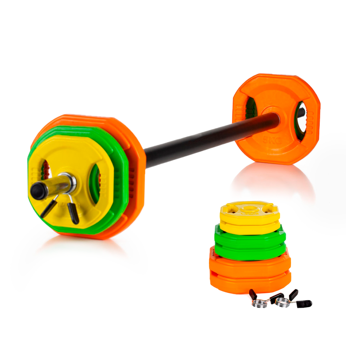 Set Barra Body Pump Fitness 2,5KG +17,5kg Discos Athletic