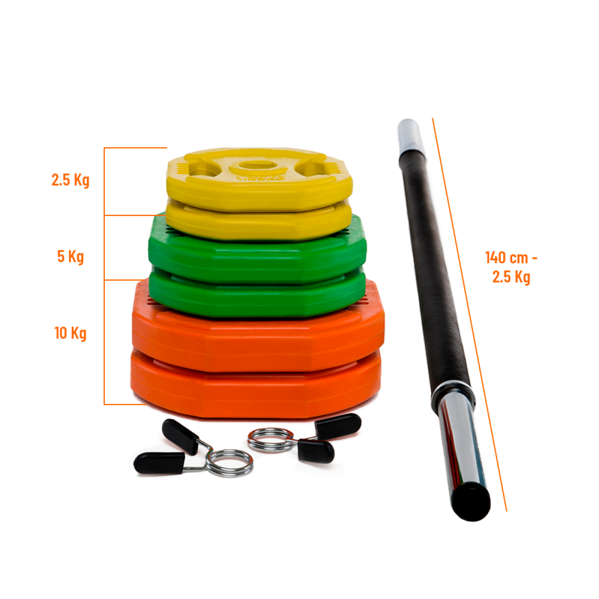 Set Barra Body Pump Fitness 2,5KG +17,5kg Discos Athletic